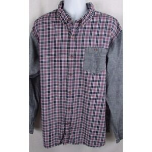 BoB Timberlake plaid shirt red white blue sleeves pocket button down 2X Men's